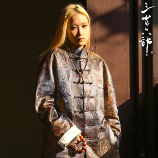 三省六部·户部【玄黄】25SS春季新款中国风提花渐变折光男士唐装