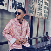 嘻哈雅痞唐装 三省六部原创秋冬中国风骚粉轻奢手工中式 盘扣男士