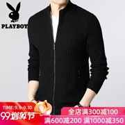 Áo len Playboy Áo len nam đan len Xu hướng mùa thu và mùa đông Áo len nam Áo khoác thanh niên - Cardigan