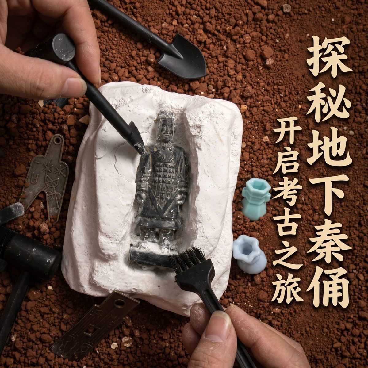 考古挖掘玩具兵马俑摆件