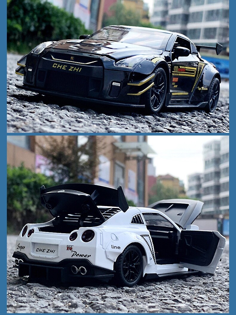 1:24 시뮬레이션 닛산 닛산 ARES GTR 자동차 모델 합금 어린이 장난감 레이싱 스포츠카 장식품 컬렉션