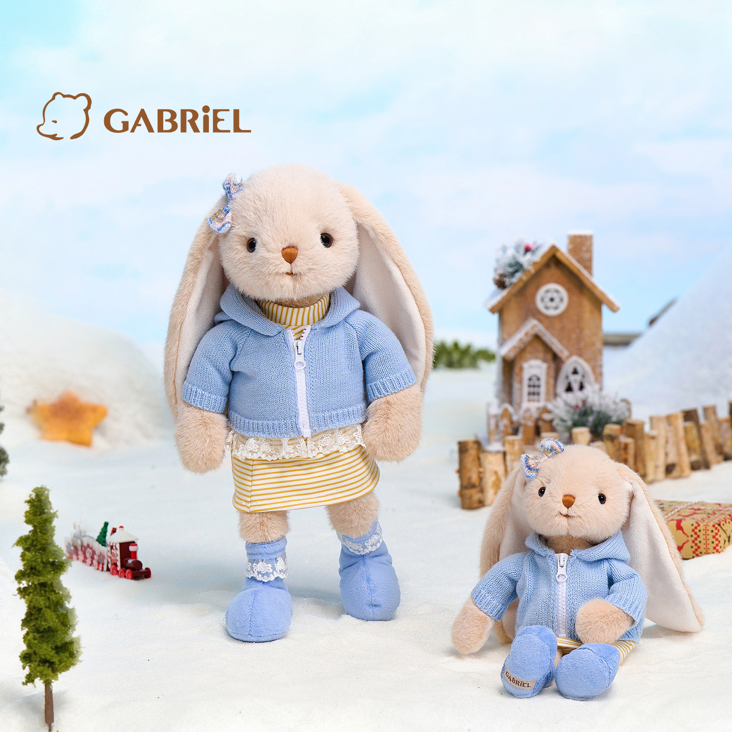 伽百利Gabriel蓝天色系春日针织兔毛绒玩具女生玩偶女友同学礼物