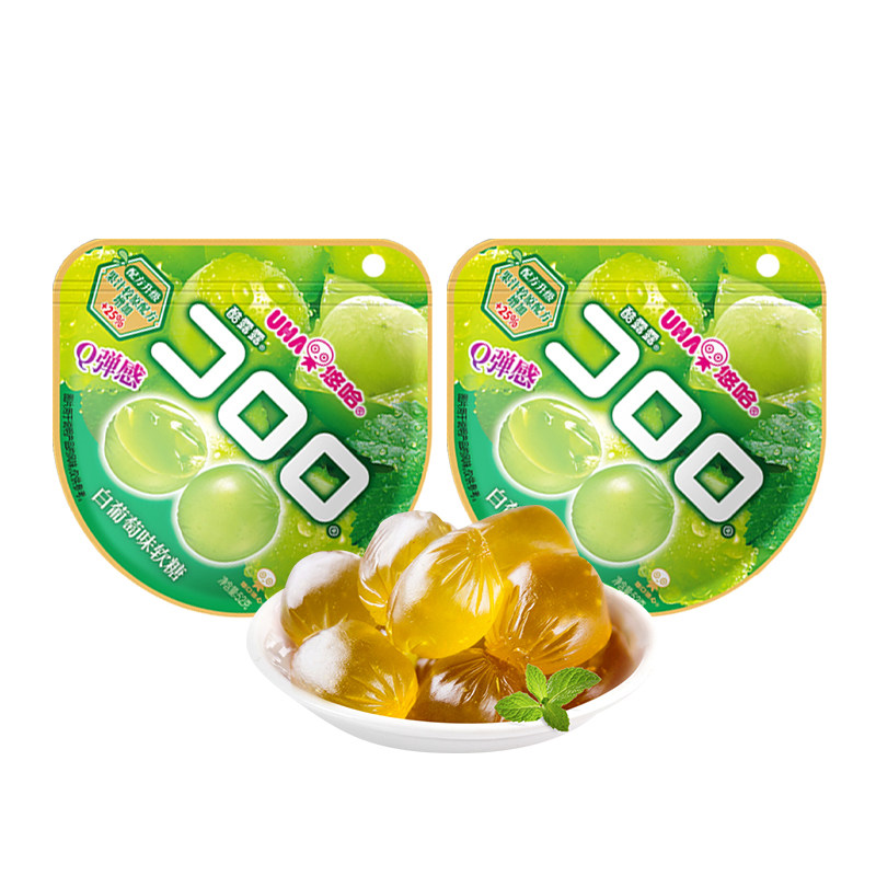 【U先】悠哈UHA酷露露果汁软糖52g喜糖爆款零食qq糖果白葡萄*2袋