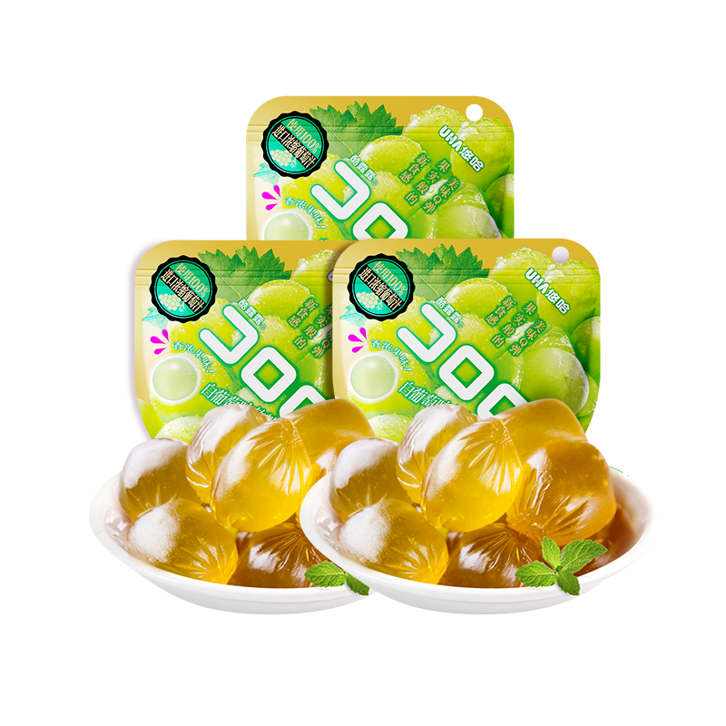 【U先】UHA悠哈酷露露白葡萄味果汁软糖52g*3袋