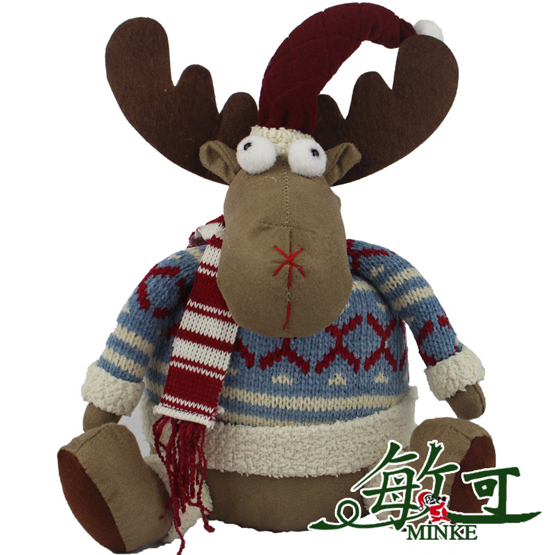 敏可 圣诞麋鹿公仔 布娃娃圣诞节儿童礼物 圣诞树商场摆设装饰品
