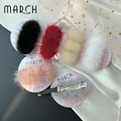 可爱发夹弹簧夹小边夹毛茸茸发卡发饰品挂珠子水貂毛原创头饰软妹