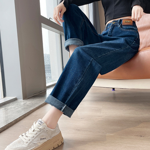 胖mm萝卜老爹裤 加绒厚高腰宽松弹力大码 女秋冬2025新款 哈伦牛仔裤