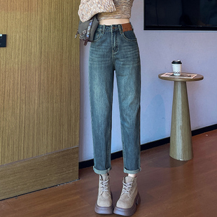 胖mm小个子萝卜老爹裤 哈伦牛仔裤 高腰显瘦大码 2025年新款 女春秋季