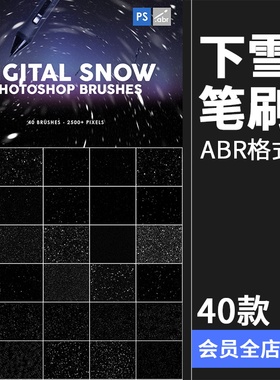 冬天下雪雪花白色飞舞飘落特效效果PS笔刷PS设计后期合成设计素材