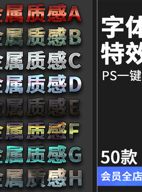 金属效果海报字体特效PSD文字3D立体ASL图层样式一键生成PS素材