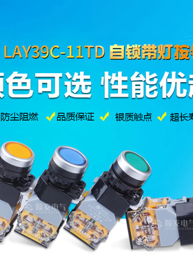 天博 按钮 带灯带锁按钮开关 LAY39C-11TD 带灯自锁按钮 台博电器