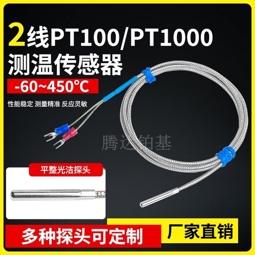 2线铂电阻PT100高温铂热电阻探针式温度探头二线PT1000温度传感器