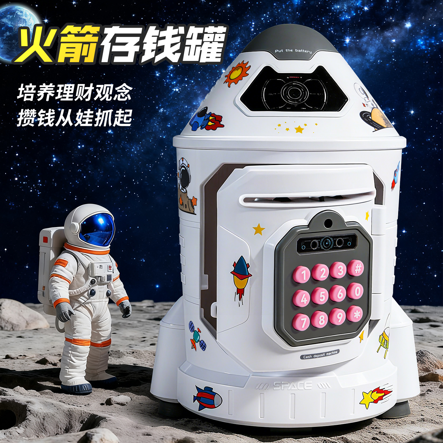 仿真人脸宇航员火箭存钱罐