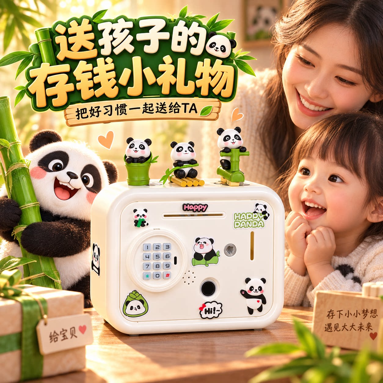 小学生礼物儿童熊猫存钱罐玩具