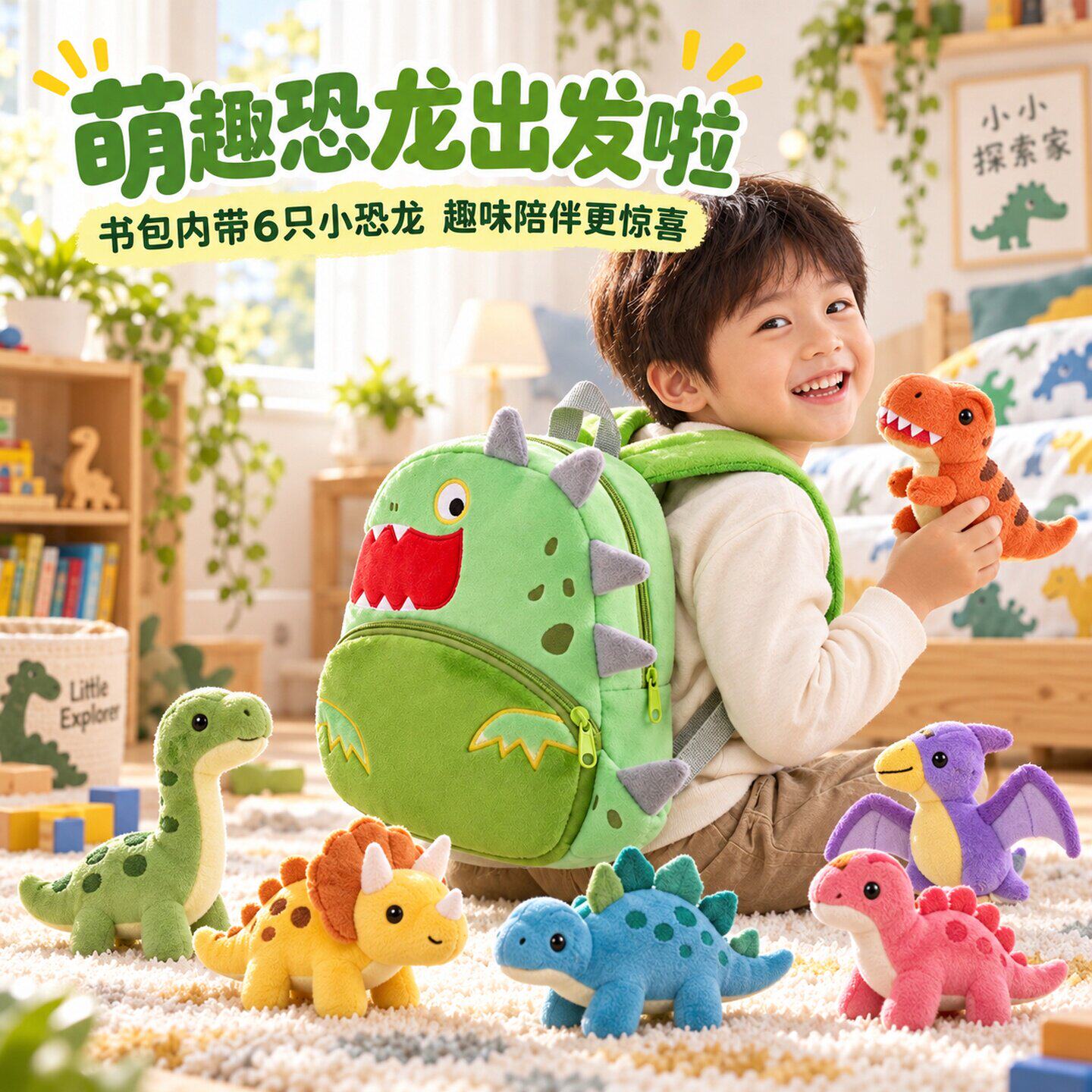恐龙书包毛绒玩偶套装