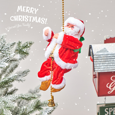 爬绳圣诞老人电动玩具