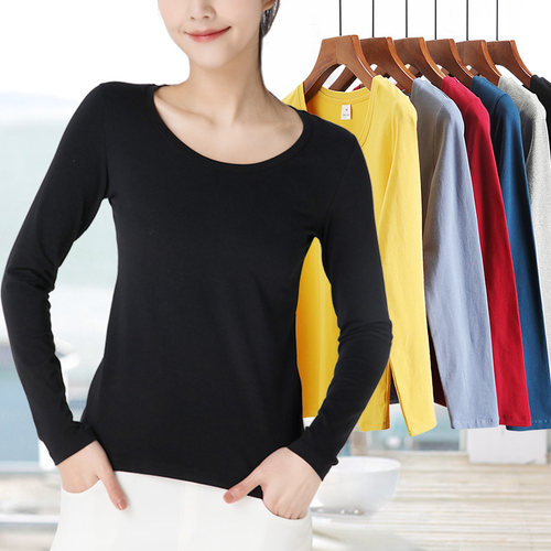 紧身全棉上衣修身显瘦纯棉打底衫