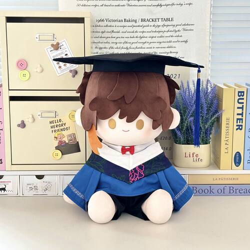 40cm硕士服娃衣20cm棉花娃娃衣服大学生毕业季硕士服毛绒公仔套装