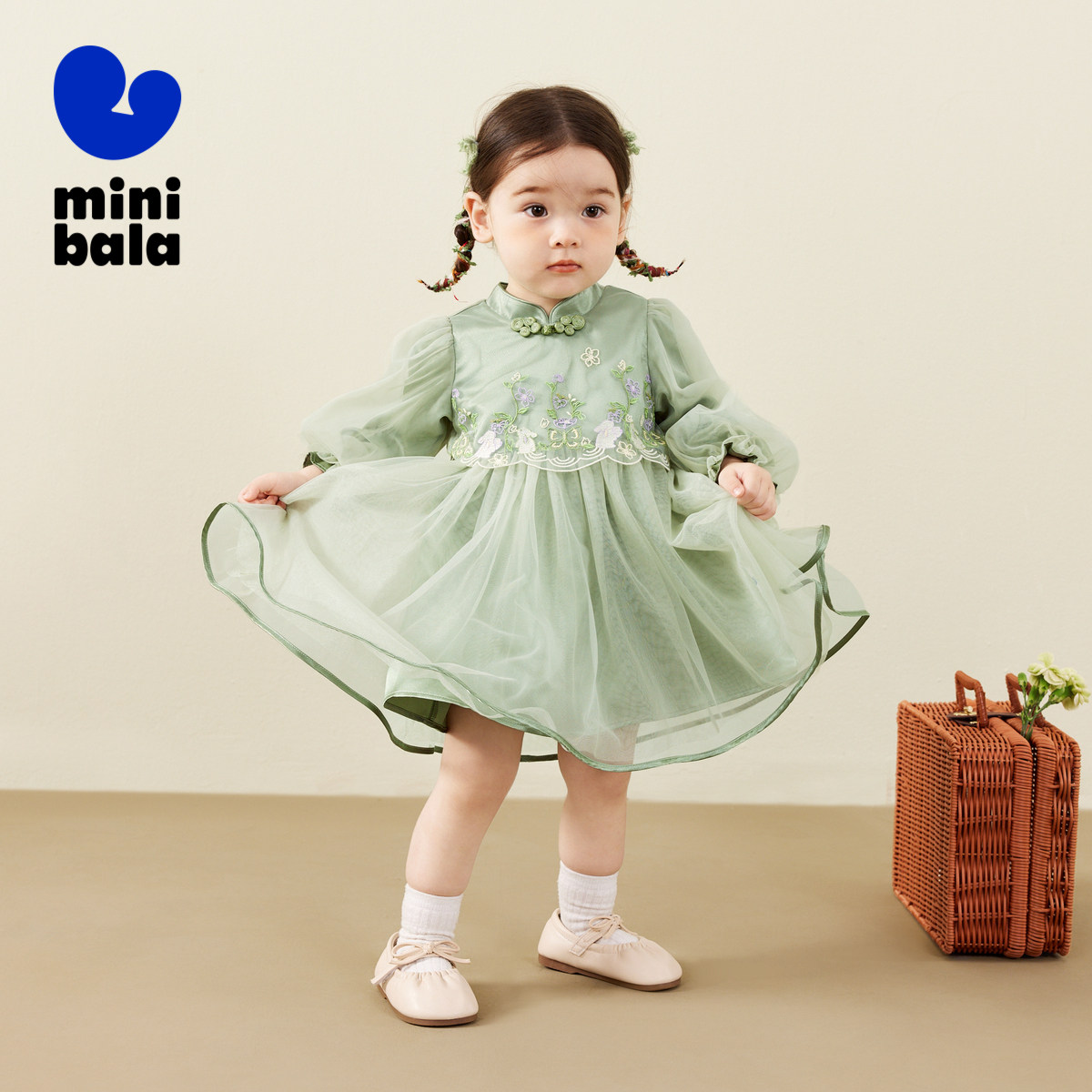 迷你巴拉网纱长袖连衣裙女童宝宝国风甜美亲肤拼接风春秋新款,童装/婴儿装/亲子装,连衣裙,淘宝优惠券,粉丝福利购,淘宝优惠卷