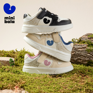 迷你巴拉春季新款革面板鞋男女童低帮板鞋小童休闲板鞋宝宝鞋