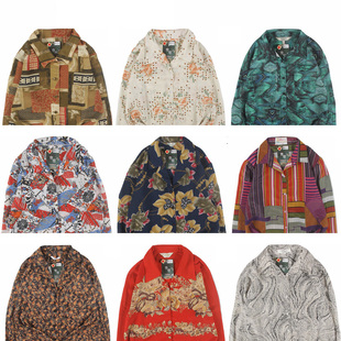 古着vintage复古日系衬衣夏威夷港风宽松巴洛克长袖 女碎花衬衫