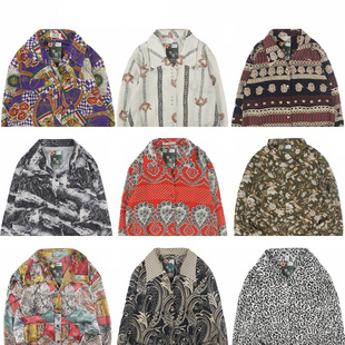 古着vintage复古日系百搭夏威夷港风宽松巴洛克长袖印碎花衬衫23