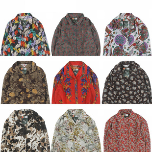 古着vintage复古日系百搭夏威夷港风宽松巴洛克长袖 女印碎花衬衫