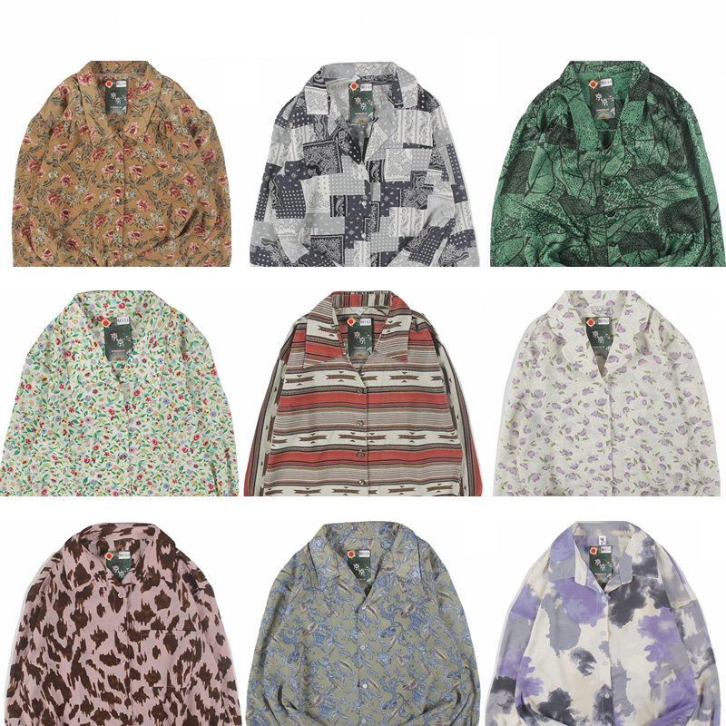 古着vintage复古日系百搭夏威夷港风衬衣巴洛克长袖女碎花衬衫69