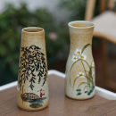 景德镇高温陶瓷花瓶摆件手工手绘水培花器复古青花餐桌花瓶无孔