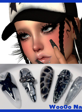 lisa新款穿戴甲四芒星轻奢高级感小众ins克苏鲁百搭精致长尖朋克