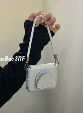 ins磁吸白色鳄鱼纹适用Pura X华为Pocket 2手机壳小米MIXFlip2折叠FindN3Flip三星Zflip7/6/5/nova荣耀VFlip2