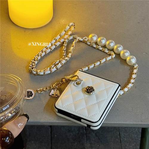 ins菱格羽绒服山茶花链条适用华为pocket2手机壳purax阔折叠屏magicvflip小米mixflip2三星zflip7/6女razr50