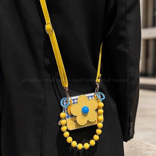 格子花朵支架适用华为pura X手机壳pocket2折叠屏razr60小米mixflip2斜跨N3filp三星zflip7/6荣耀magicvflip2