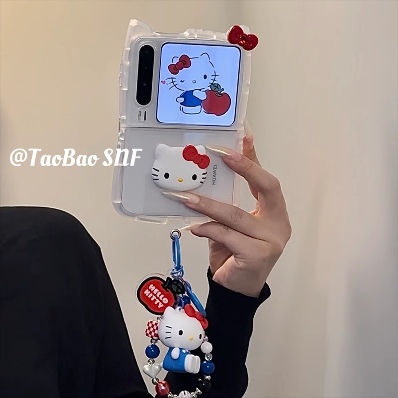 立体耳朵猫咪适用华为pura X手机壳pocket2三星Zflip6软壳findN3filp折叠屏小米MIXFlip全包边荣耀magicv可爱