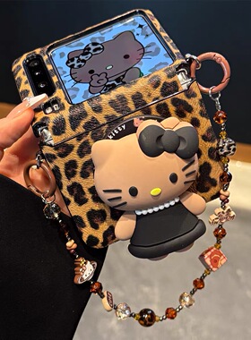 豹纹适用华为puraX手机壳pcoekt2荣耀magicvflip2折叠屏razr60斜跨findN3filp三星zflip7/6小米2磁吸kt猫支架