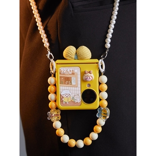 7荣耀vflip2小米MIXFlip2斜跨女 50三星zflip6 适用findn3flip手机壳华为Pura X壳膜一体pocket2折叠屏razr60