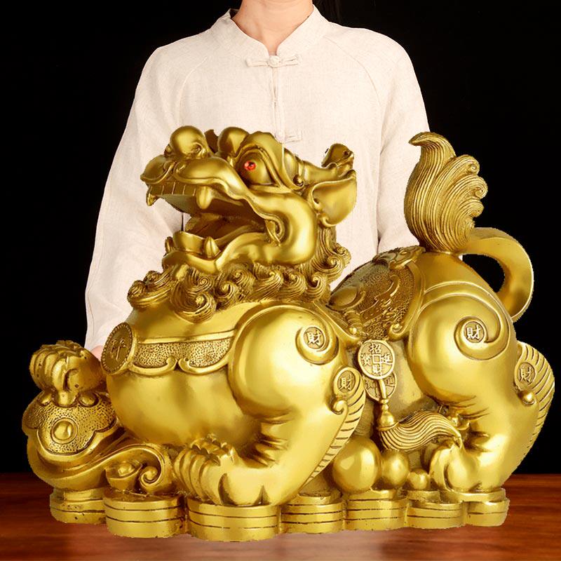 卓弘 铜貔貅摆件一对皮丘家居装饰客厅办公桌店铺开业礼品大号
