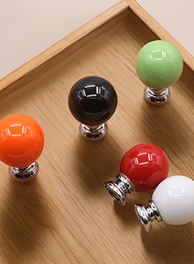 白色绿色黑色蓝色红色橙色小圆球陶瓷拉手现代简约柜门抽屉把手03