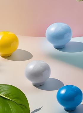 新款晶莹彩色橱柜衣柜门把手家具抽屉白色黑色蓝色粉色儿童房拉手