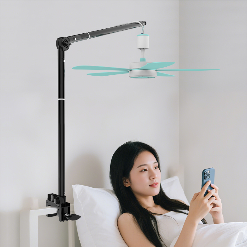 新款小吊扇支架夹式家用蚊帐微风扇专用床头床上固定架支撑杆横杆