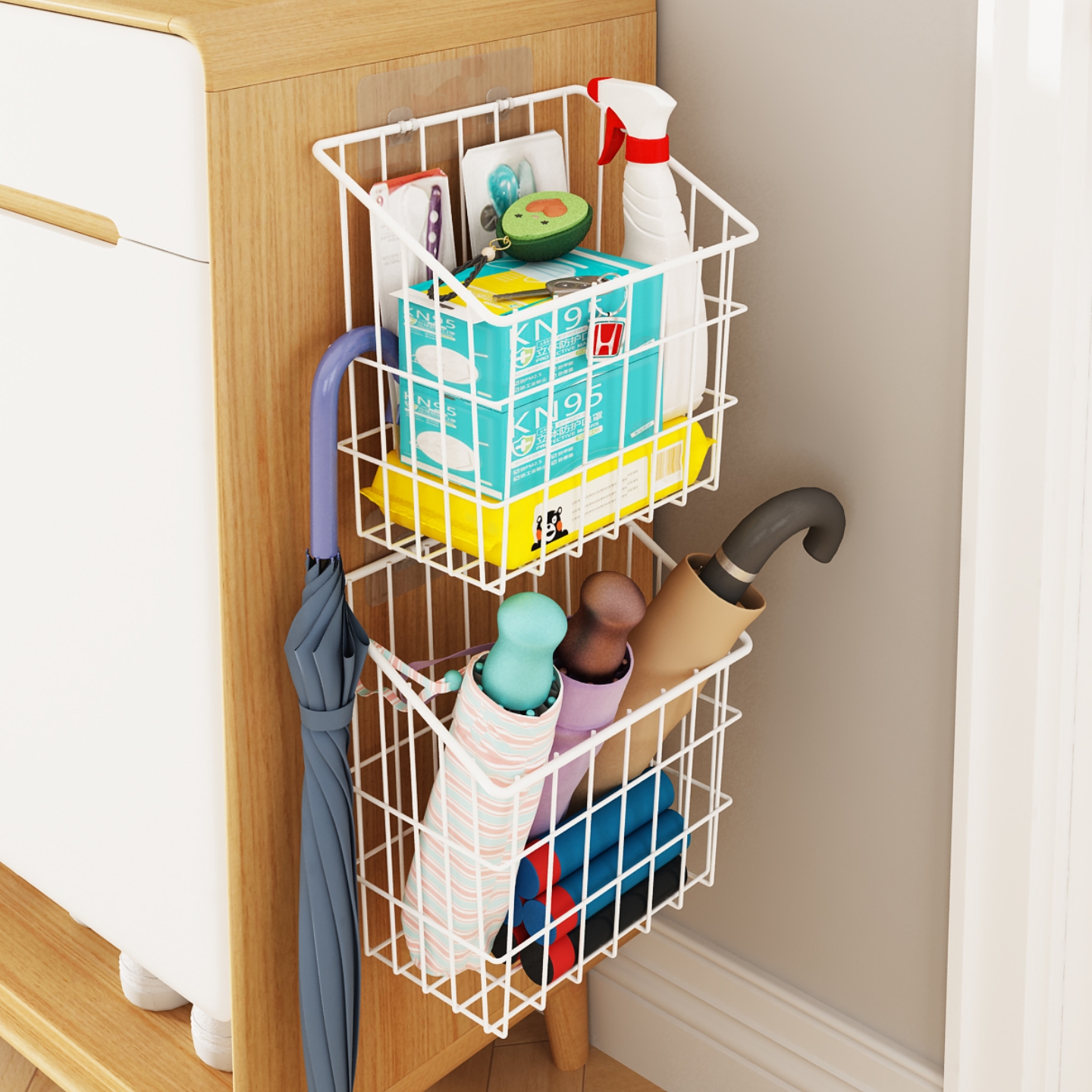 壁挂收纳篮置物筐家用免打孔