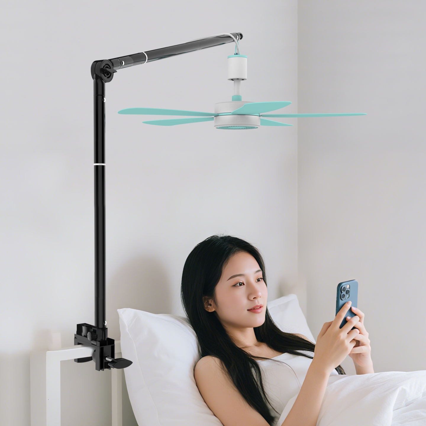 床上小吊扇固定支架支撑横杆夹式