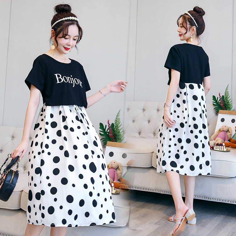 孕妇夏装连衣裙潮妈夏天哺乳裙子夏季时尚网红套装2020假两件上衣