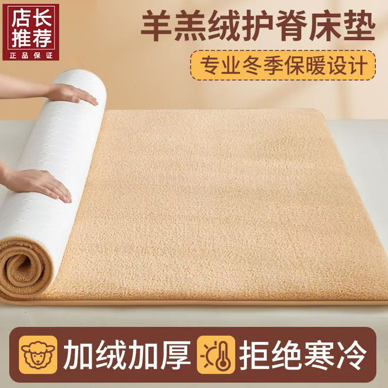 羊羔绒床垫冬季加厚保暖家用卧室软垫被牛奶绒冬天被褥铺底毛毯子