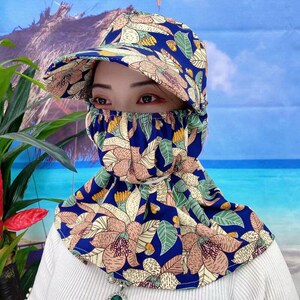 棉绸女士干活遮阳采茶帽子春夏防晒防风尘遮脸护颈防紫外线太阳帽