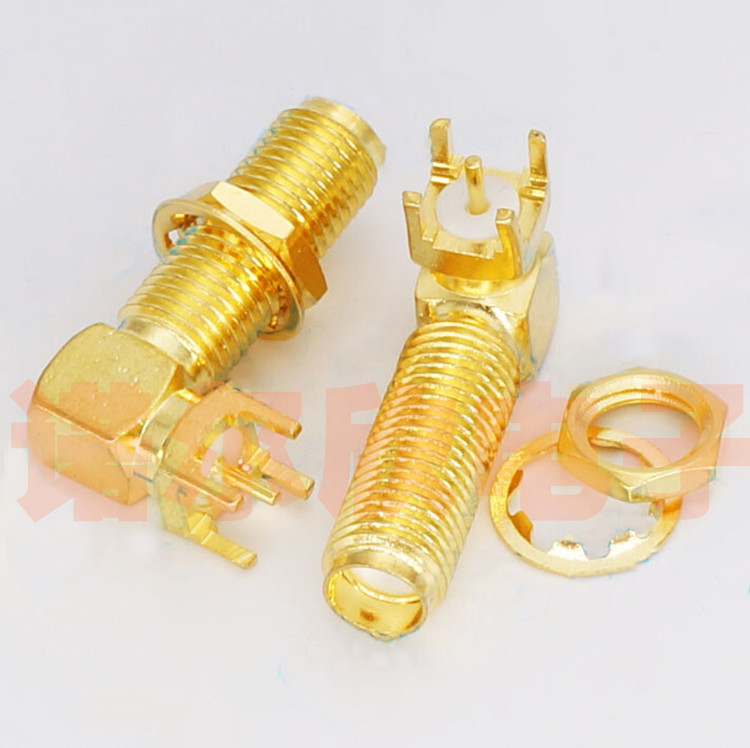 SMA-KWE天线接头 加长型23MM 外螺内孔 射频同轴连接器 弯座