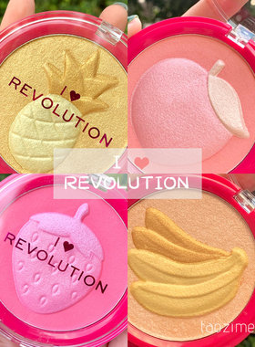 英国makeup revolution水果水蜜桃草莓腮红菠萝高光修容盘少女心