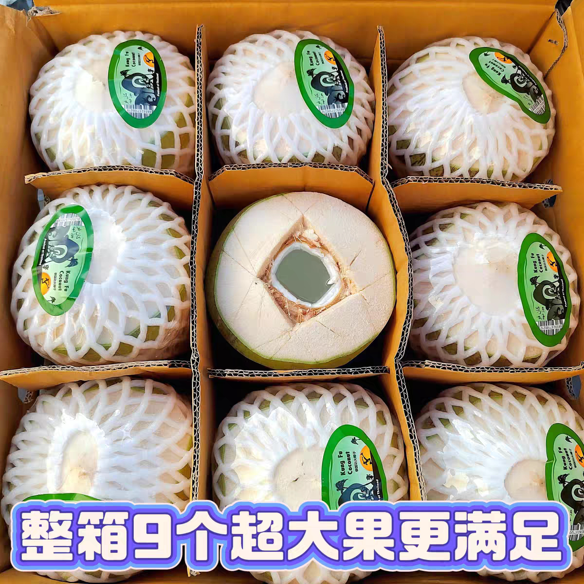（功夫椰青）泰国进口香水椰青大果整件9颗(发特大果净重约22斤)