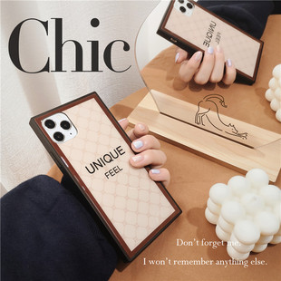 原创ins复古适用于苹果16promax手机壳14plus方形玻璃iphone13pro保护套12高级感11XRS