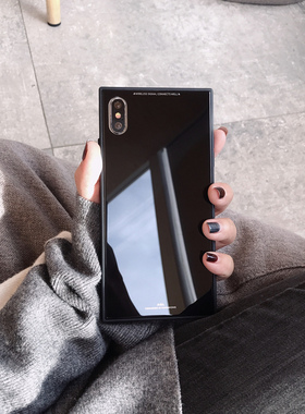 高档奢华方形玻璃适用于苹果16promax手机壳iphone14plus纯色13mini极简保护套12max潮